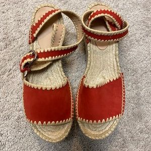 Pour la Victorie red woven block espadrilles